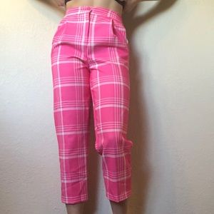 pink plaid trousers from topshop
